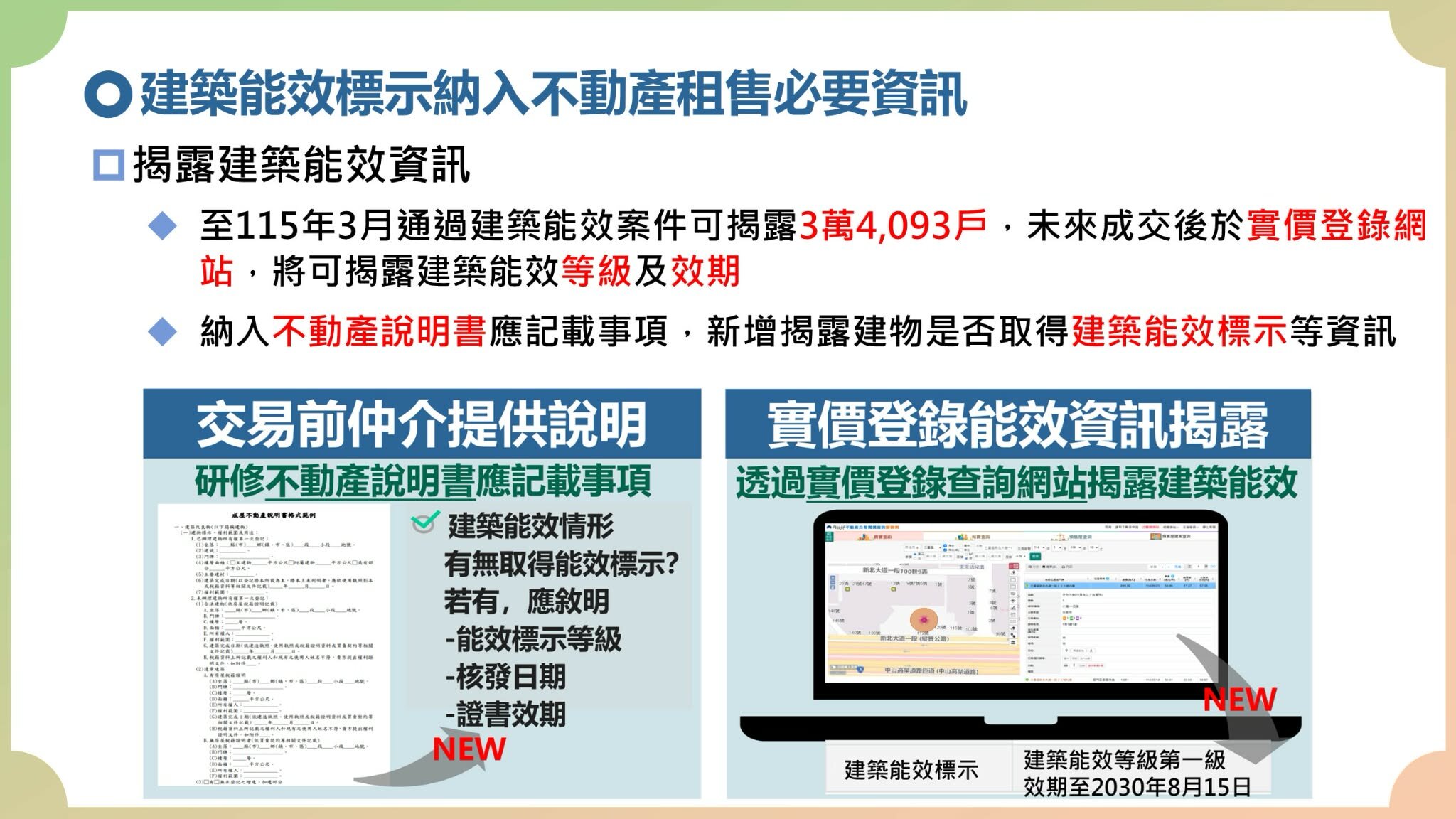 內政部表示，光電新制、能效提升與碳權機制三軸並進邁向2050淨零轉型。圖／內政部提供