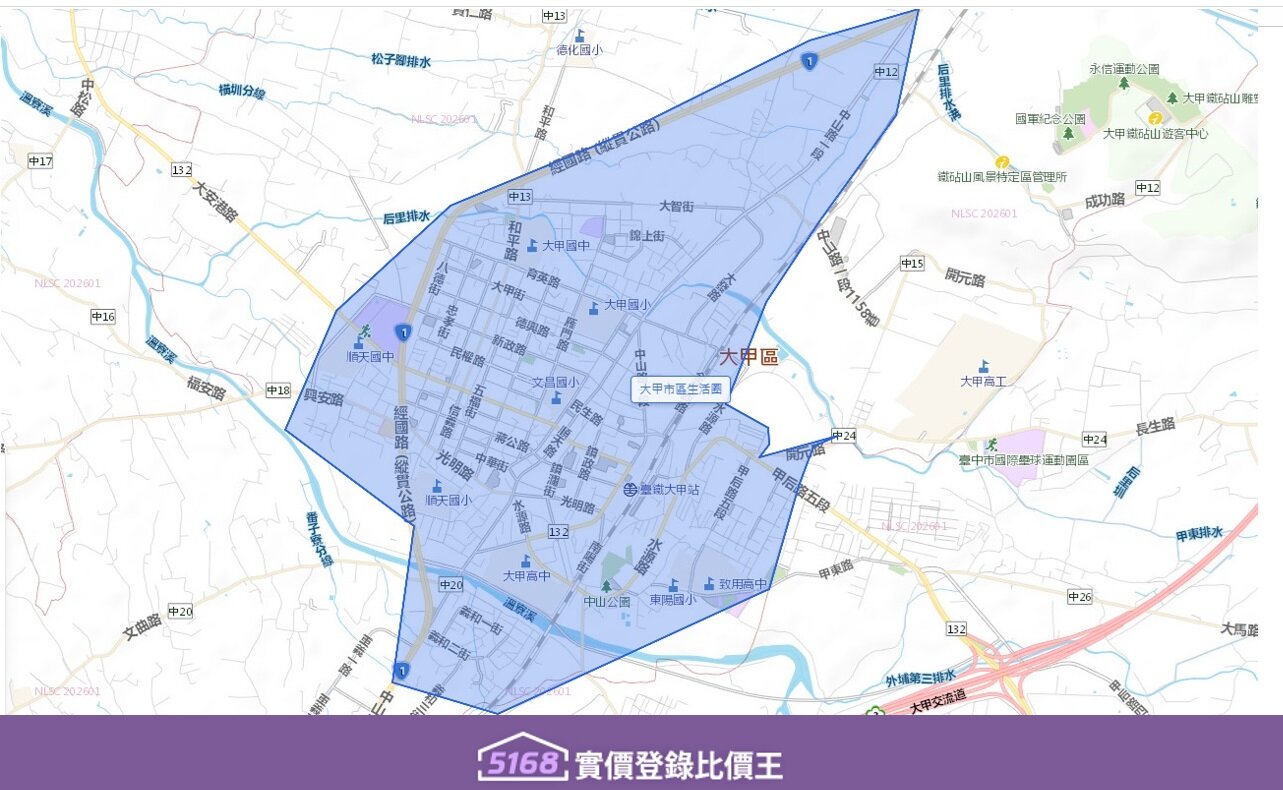 台中世貿生活圈主要座落於西屯區西側，是西屯區通往沙鹿、龍井等海線區域的門戶。圖／5168實價登錄比價王