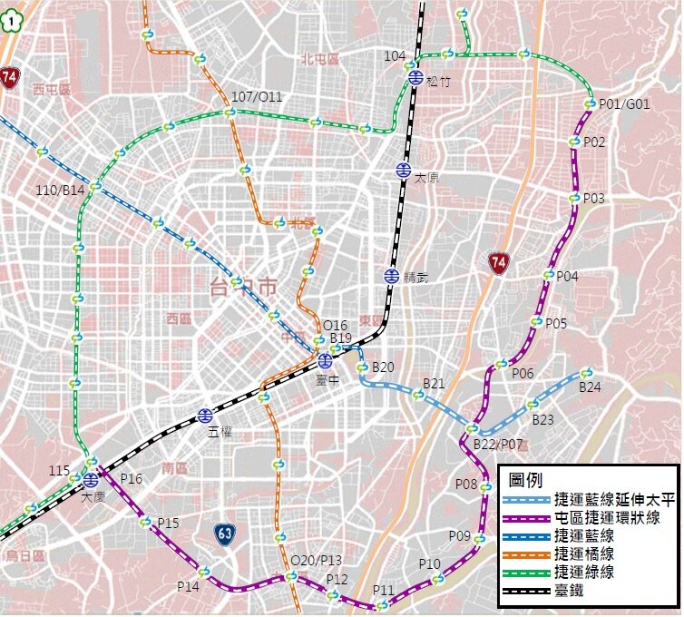 台中捷運藍延路線示意圖。圖／台中市府提供