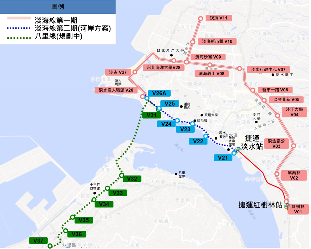 淡海線第二期與八里線路網圖。圖／新北市政府