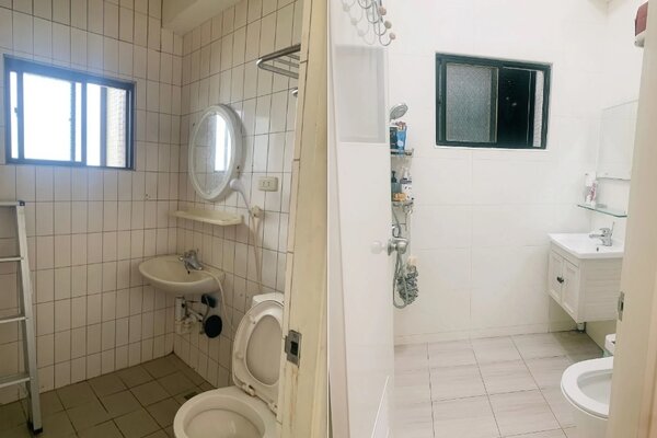 網友分享套房浴室改造前後之對比。圖／截自Dcard