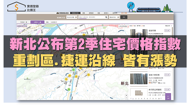 新北公布第2季住宅價格指數　重劃區.捷運沿線皆有漲勢