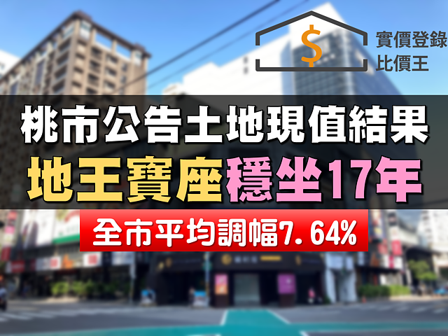 桃園公告土地現值最新結果　「地王」寶座穩坐17年