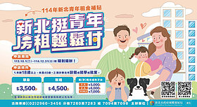 明年新北租金補貼10/1開放「隨到隨辦」　每月最高領7000元
