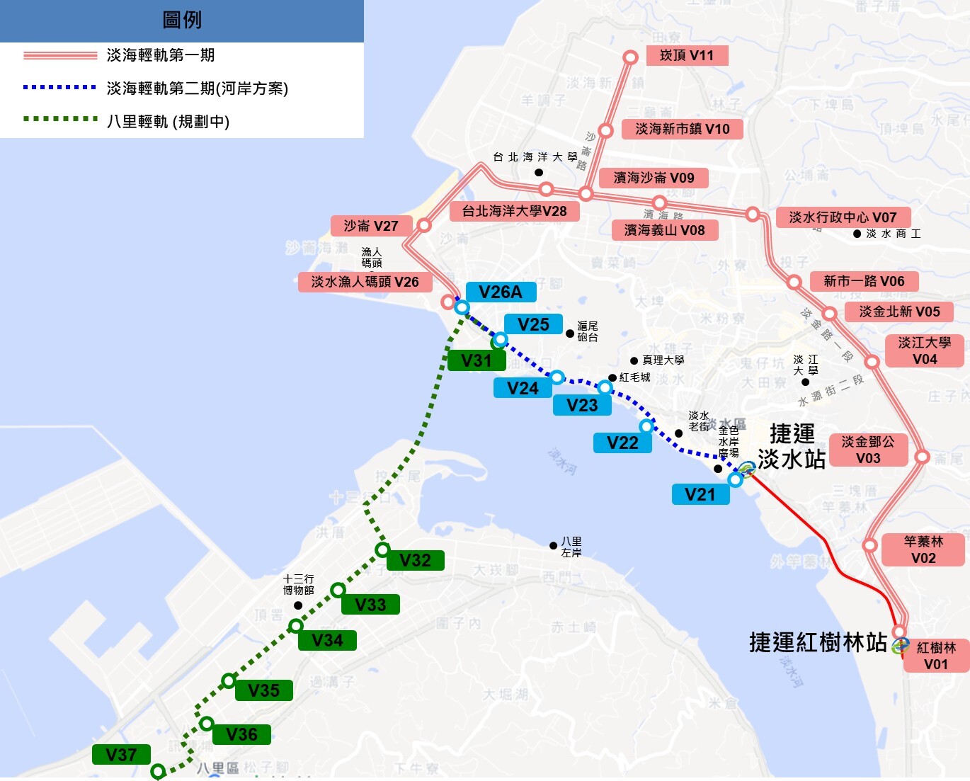 淡海輕軌第二期路網圖。圖 /新北市府提供
