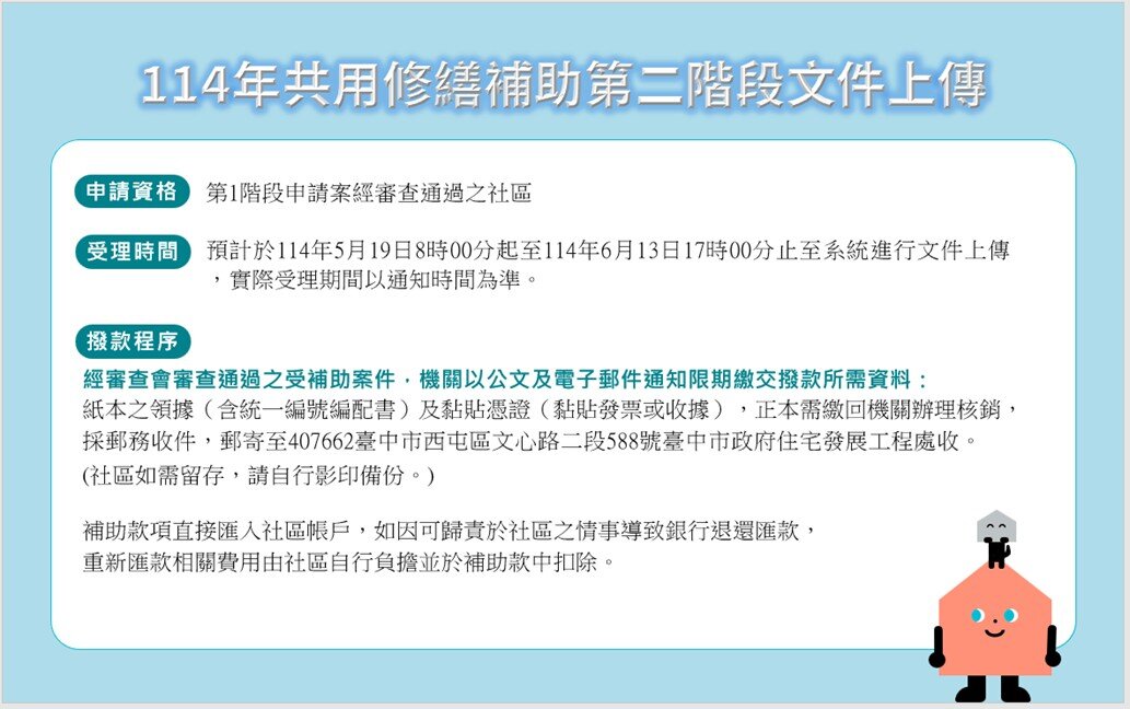 共同修繕補助第二階段開跑說明。圖／台中市府提供