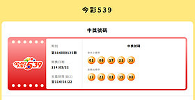 今彩539第114125期　頭獎2注中獎