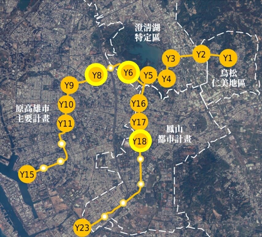 捷運黃線位置圖。圖/高雄市府提供