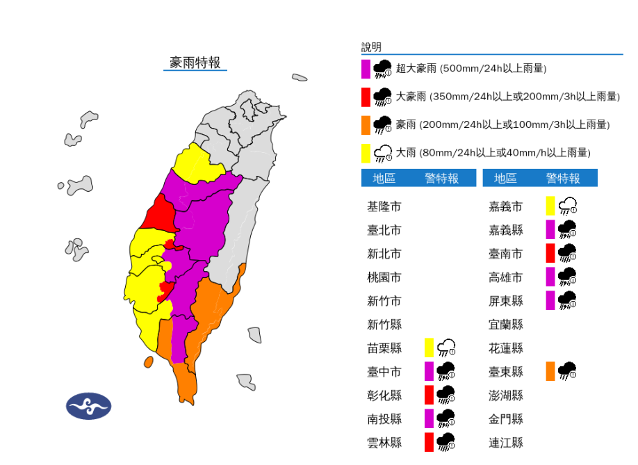 氣象署豪雨特報　南投雲嘉高屏防豪大雨