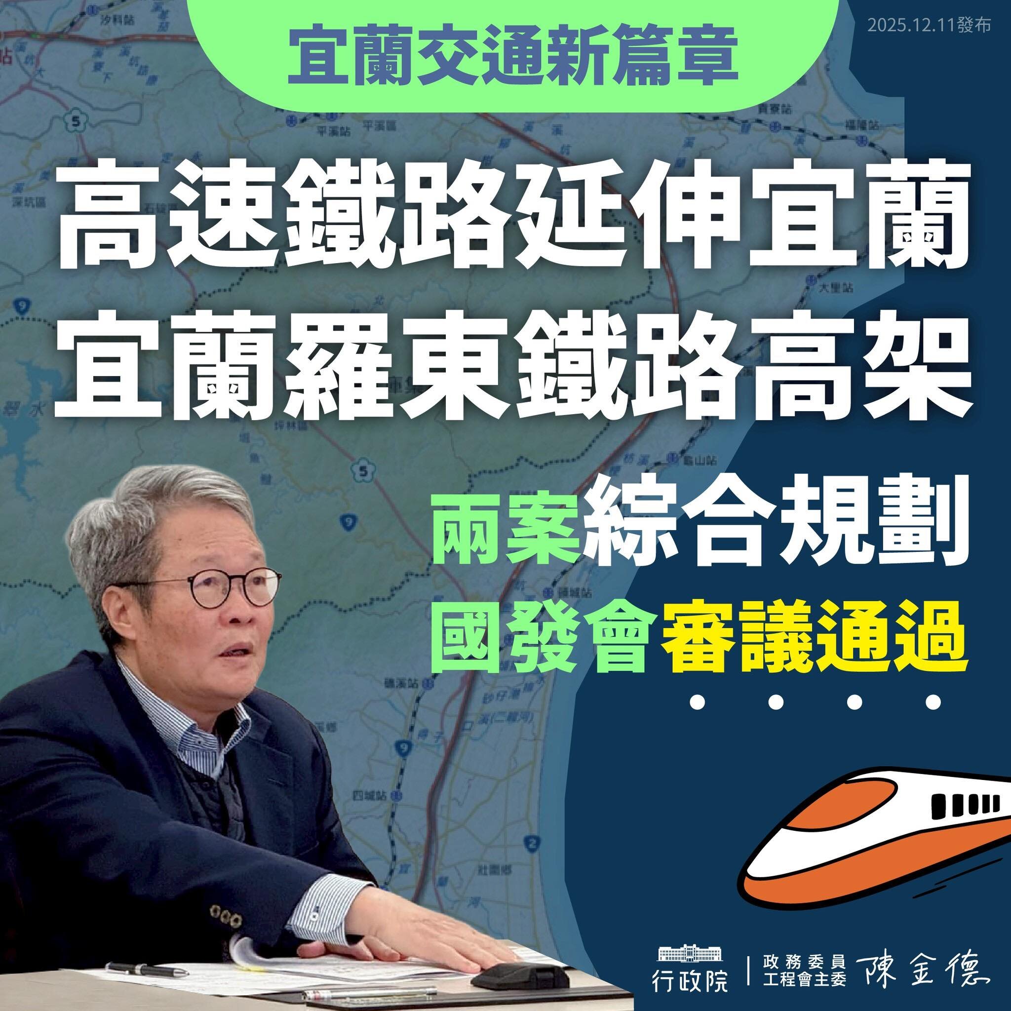 高鐵延伸宜蘭、宜蘭鐵路高架　國發會審議通過