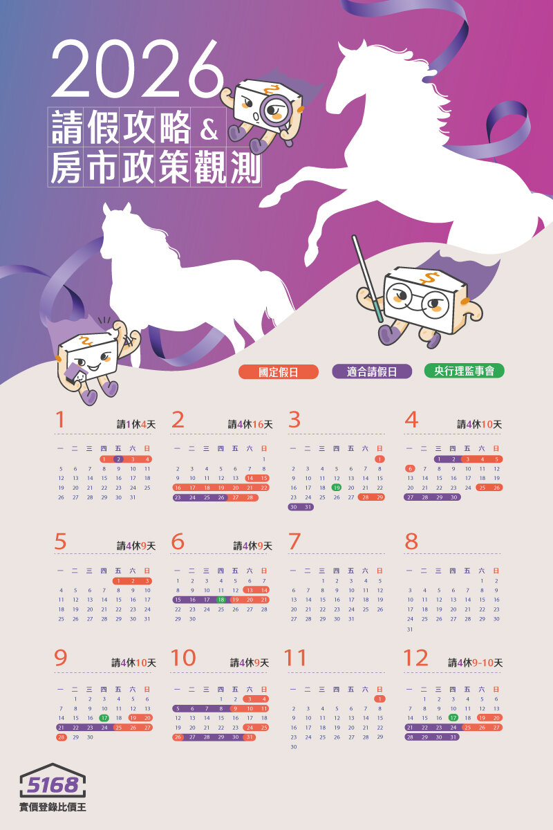 2026年請假懶人包攻略表。圖／5168實價登錄比價王製作