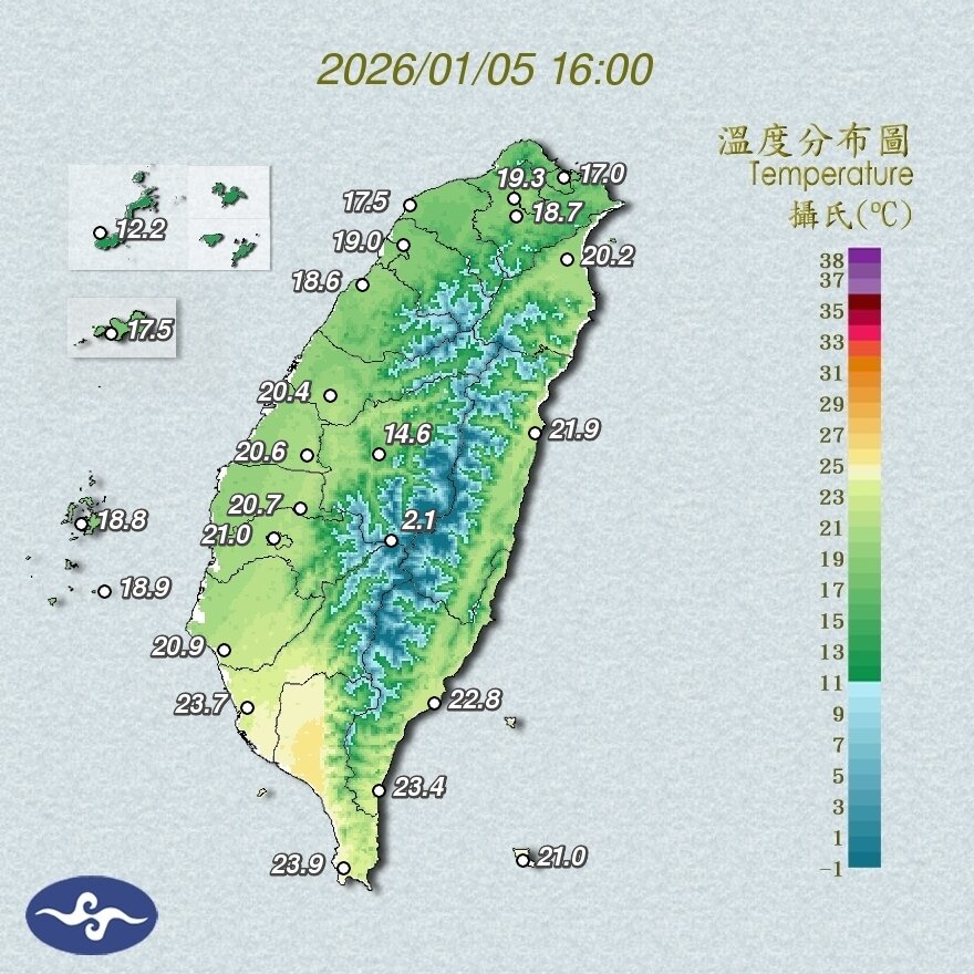 冷氣團6日挾境外污染物移入　全台空氣品質亮橘燈。圖／中央氣象署