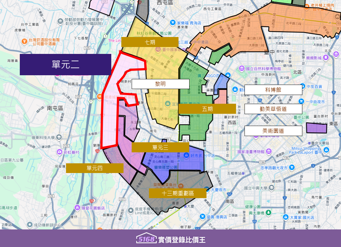 台中單元二生活圈：低密度住宅區、緊鄰七期市政中心