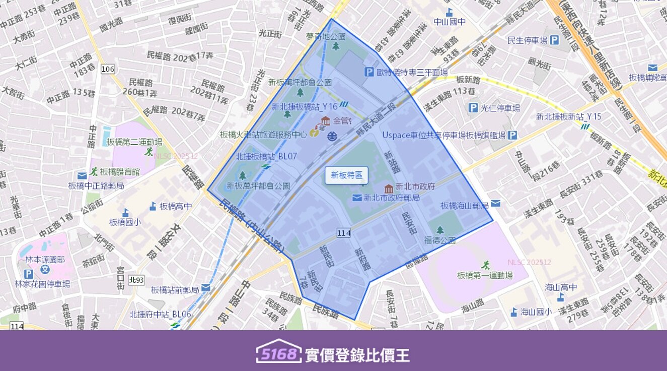 特區外圍緊鄰板橋舊市區(如府中商圈、館前東路商圈),成功實現了新舊機能的互補與銜接。圖/5168實價登錄比價王資料照