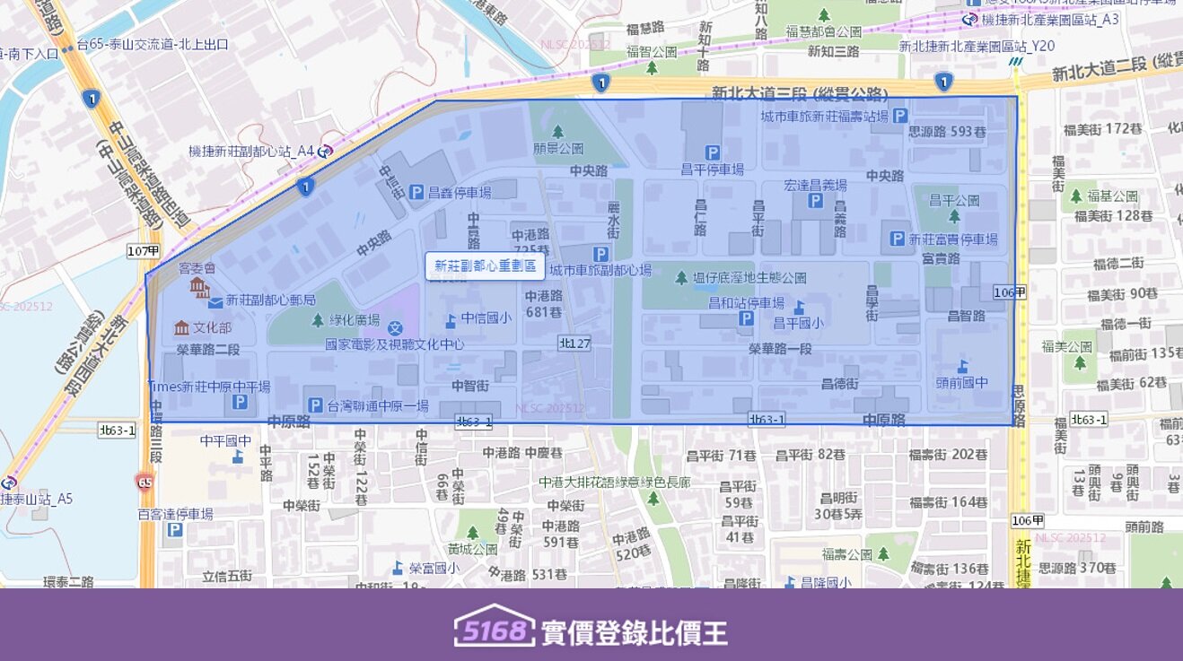 被思源路、中環路、中港大排圍起來的區域。圖/5168實價登錄比價王
