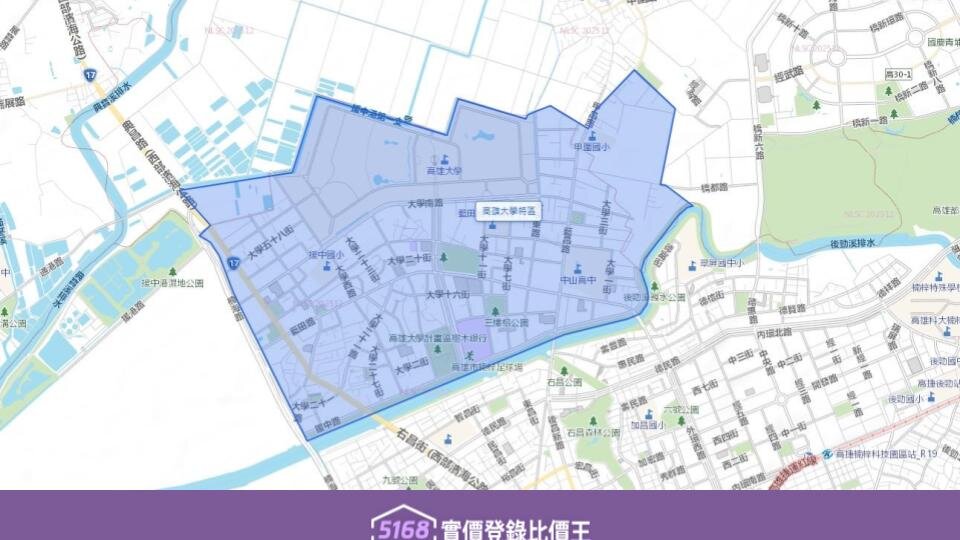 高大特區主要範圍位於高雄市楠梓區西側。圖/5168實價登錄比價王