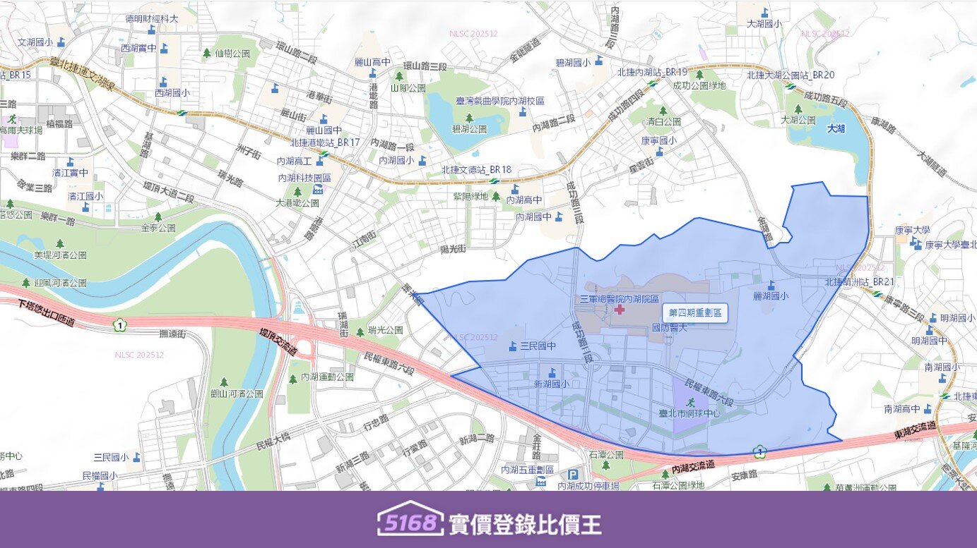 第四期重劃區範圍北至公館山系邊緣，以南至民權東路六段。圖／5168實價登錄比價王