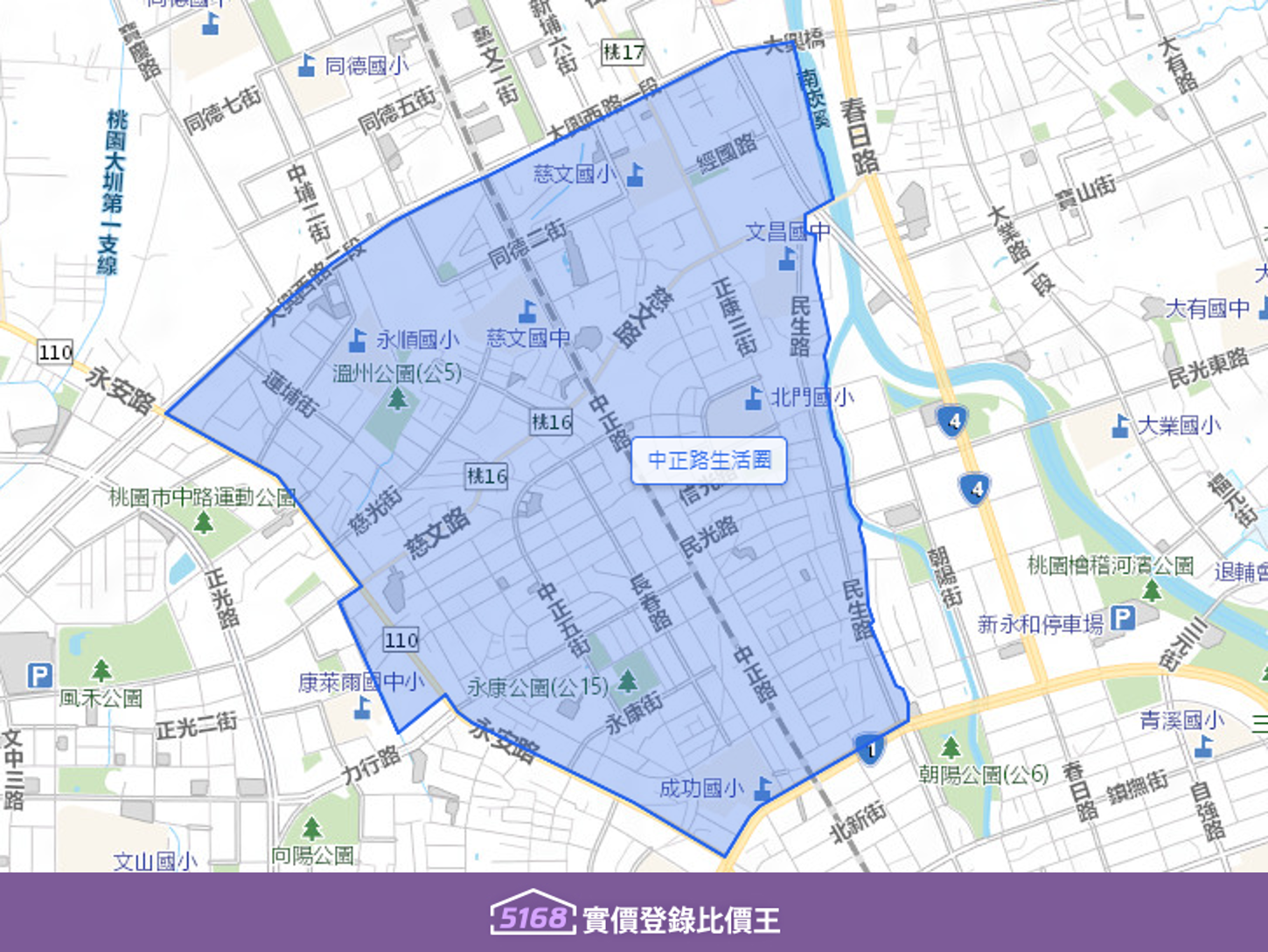 桃園中正路生活圈以中正路為核心發展，沿著中正路，未來有桃園捷運綠線G09站設站。製圖／5168實價登錄比價王