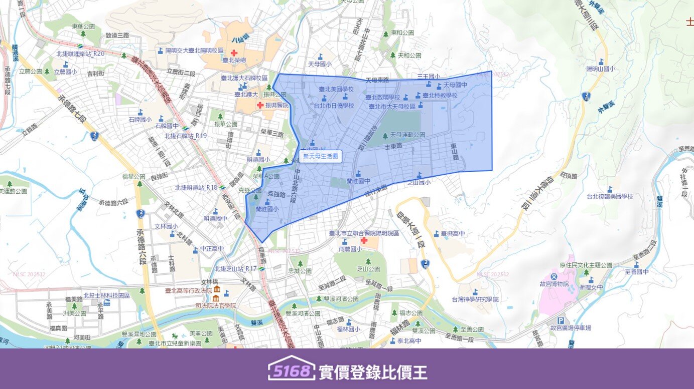 主要以捷運石牌站、唭哩岸站為雙核心,向西涵蓋至文林北路及目前最具話題的「北投士林科技園區」。圖/5168實價登錄比價王