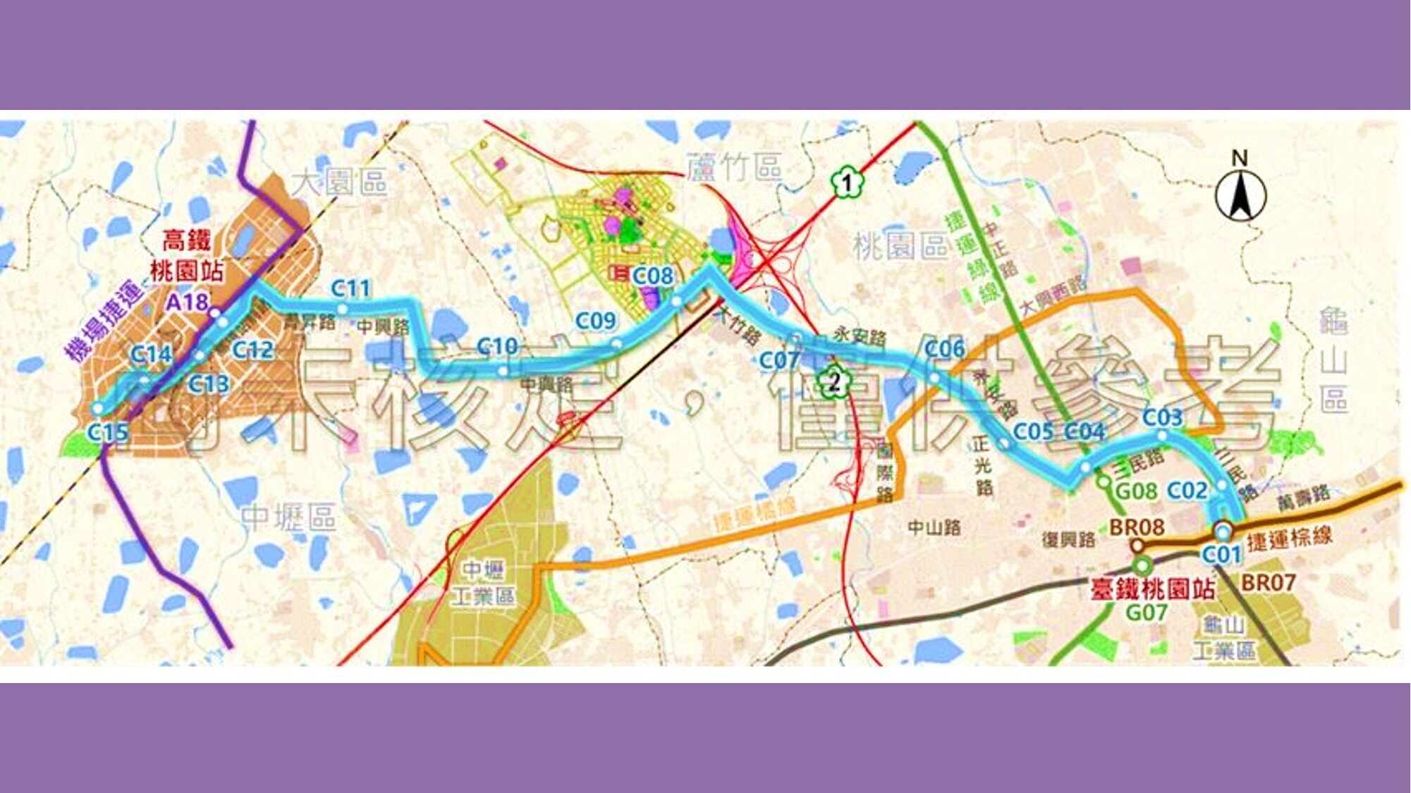 桃園捷運青線行經路線示意圖。圖／取自桃捷工程局.jpg